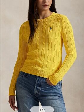 Ralph Lauren Trainer Yellow Cable-Knit Crewneck Sweater 💛🐎